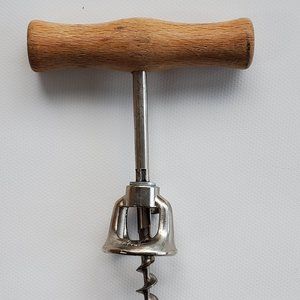 Vintage Corkscrew, Direct Pull Wooden Handle Corkscrew ITALY